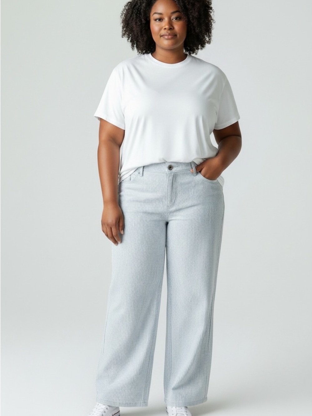 Catherines Plus Striped Wide Leg Pants